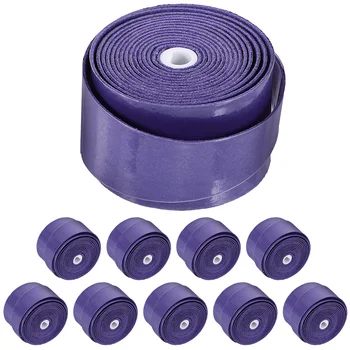 10 Рулонов противоскользящей ленты для обертывания ракеток, клей для рук, впитывающие ленты для теннисного захвата, фиолетовый Бадминтон