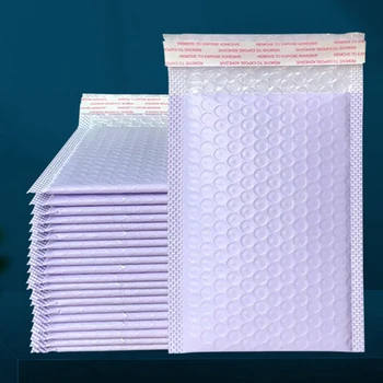 10шт Пузырьковых почтовых ящиков Фиолетовый Полиэфирный Пузырчатый почтовый ящик с самозаклеивающейся подкладкой Конверты Подарочные пакеты Упаковочные пакеты-конверты для книг