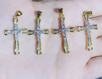 1шт CZ Каменная монета, ожерелье с крестом, Подвески для изготовления ювелирных изделий, Золотая подвеска Оптом fdg4