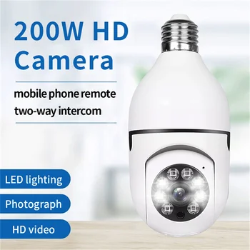 2-мегапиксельная камера видеонаблюдения с лампочкой, 4-кратный цифровой зум, камера-розетка с обзором 355 °, Цветная Сирена ночного видения, автоматическое отслеживание