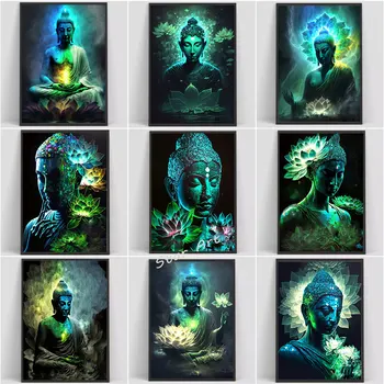 2024 Религия Будды Медитация Буддизм Плакат и печать На холсте Настенное Искусство Будда в природе Картина для домашнего декора комнаты
