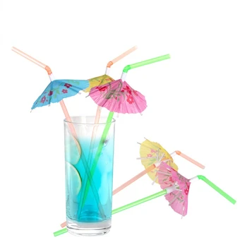 50шт зонтик, соломинки для питья, фруктовая зубочистка, гавайский пляжный коктейль, принадлежности для украшения вечеринки Luau