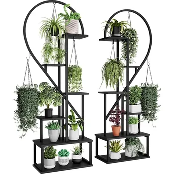 6-ярусная металлическая подставка для растений, креативные подставки для растений в форме половинки сердца, стеллаж для растений для дома, патио, газона, сада