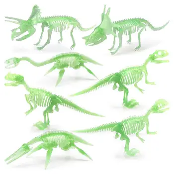 7 Шт. Светящаяся игрушка-симулятор ископаемого скелета динозавра, набор костей динозавра, светящийся в темноте для подарков на День рождения, подарочная сумка