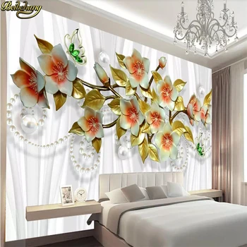 beibehang Пользовательские 3D обои фреска 3d роскошная орхидея металлические украшения ТВ фон обои для домашнего декора papel de parede