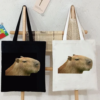 Capybara Shopper Bag Женская Холщовая Сумка Bolsa Harajuku Animal Recycle Bag Забавный Мешок Cabas Reutilizables Сумки-Тоут для Женщин