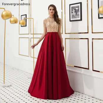Forevergracedress Красные платья для выпускного вечера с короткими рукавами 2019 Роскошные вечерние платья ручной работы с кристаллами и бисером, большие размеры, сшитые на заказ