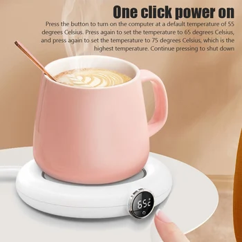 USB-подогреватель для чашек, Мини-Портативная Электрическая плита для приготовления чая с молоком, подставка для подогрева кофейных кружек, умный цифровой дисплей, Термостатический нагреватель времени.