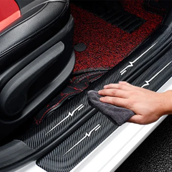 Автомобильные наклейки с логотипом Toyota AVALON Наклейки на порог багажника Защитная полоса на пороге из углеродного волокна Защита от ударов Потертостей царапин