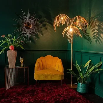 Американская гостиная, спальня, Креативный дизайн, Кованый диван из пальмовых листьев, Высококлассный Доступный роскошный Ретро-торшер