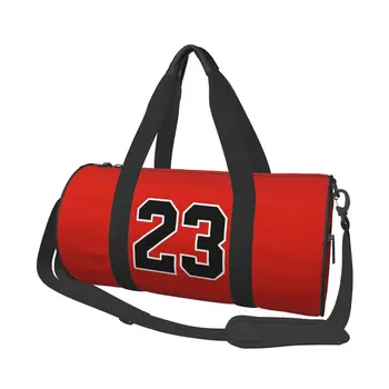 Баскетбольные красные спортивные сумки с 23 номерами, модные с обувью, спортивная сумка выходного дня, мужская сумка на заказ, тренировочная ретро-сумка для фитнеса