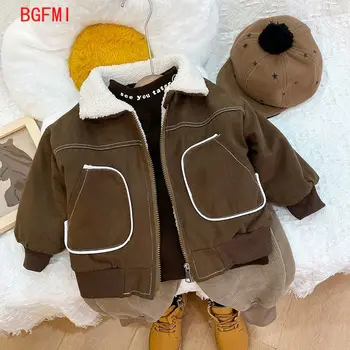 Детская одежда, Корейская детская зимняя одежда для девочек, плюшевые детские пальто, осенняя модная куртка для мальчика, теплая Детская верхняя одежда от 0 до 5 лет