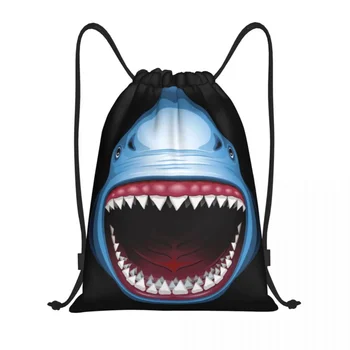Забавная сумка на шнурке от нападения акулы для покупок, рюкзаки для йоги, Мужская Женская сумка с открытым ртом, спортивная сумка для спортзала