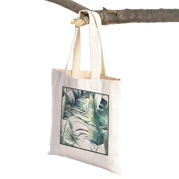 Заводские женские сумки для покупок, мультяшная сумка с тропическими листьями, сумка для покупок, сумка для супермаркета, Многоразовая Холщовая Женская дорожная сумка