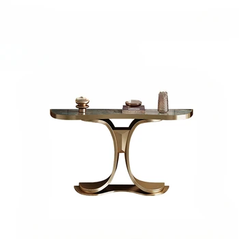 Итальянская легкая роскошная каменная плита, ощущение простоты высокого класса, прихожая, входной столик из нержавеющей стали, коридор