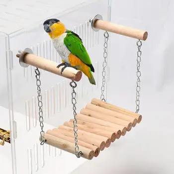 Качели для попугаев из натурального дерева Жердочки для птиц Качели для маленьких птиц Игровая подставка Игрушки для птиц Клетка Аксессуары