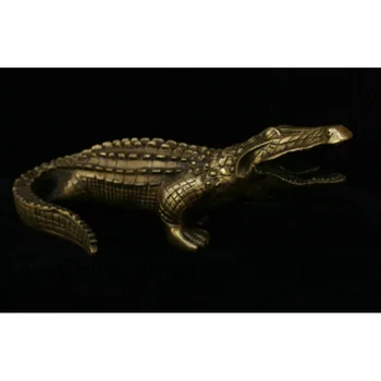 Китайский народный Фэн-шуй, бронза, латунь, Свирепое животное, Статуя крокодила, скульптура