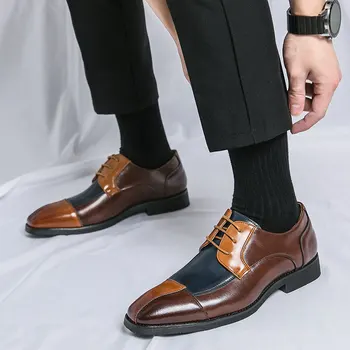 Классические модные разноцветные мужские туфли-дерби Большого размера 48, Кожаные официальные туфли, Мужские модельные туфли на шнуровке, Мужские Zapatos De Vestir