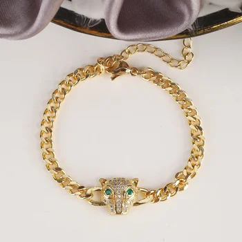 Классический регулируемый браслет с 11 фианитами в виде головы леопарда, подходящий для мужчин и женщин, модные свадебные подарки, повседневная одежда