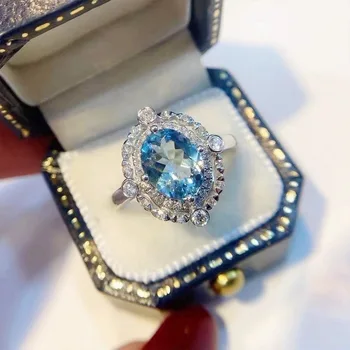 Легкое роскошное кольцо с цветком аквамарина и циркона для женщин, модное винтажное кольцо на палец из сплава, женские украшения для помолвки