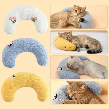 Милая уютная подушка для кошки, Маленькая подушка для защиты шеи кошки, Глубокий сон, U-образная подушка для щенка, Подголовник для котенка, Подушка для сна собаки