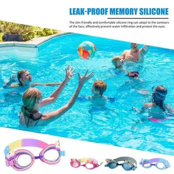 Милые детские очки с героями мультфильмов, очки для плавания для девочек, силиконовые водонепроницаемые очки для плавания с регулируемым ремешком Для мальчиков и девочек