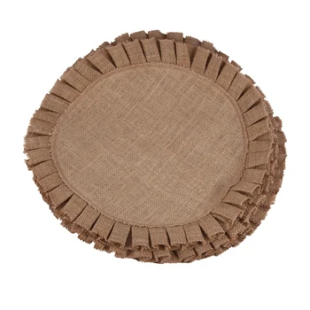 Набор круглых салфеток из мешковины в деревенском стиле из 4 штук диаметром 15 дюймов