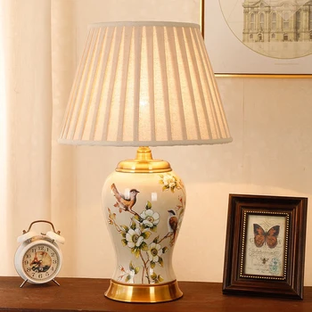 настольная лампа в номере, новый гостиничный номер в китайском стиле, европейско-американская роскошная прикроватная лампа для виллы в стиле ретро