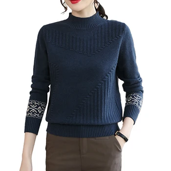 Нижняя рубашка с полувысоким воротником, осень и зима, новый стиль, темперамент, женский однотонный внутренний топ с длинными рукавами