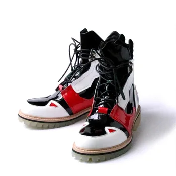 Новый дизайн, мужская повседневная обувь, ботильоны из натуральной кожи в стиле пэчворк на шнуровке, уличные молодежные мотоциклетные ботинки, кроссовки Botines, 2C