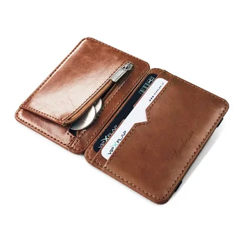Новый модный мужской Маленький кожаный кошелек Magic Wallet с карманом для монет, мужской мини-кошелек, сумка для денег, держатель кредитной карты, зажим для наличных денег