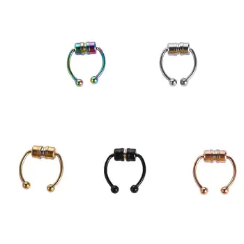 Подарки в стиле хип-хоп Из нержавеющей стали, Неперфорированные Женские Кольца для перегородки, Магнитное кольцо, Модные украшения, Поддельное кольцо для пирсинга в носу