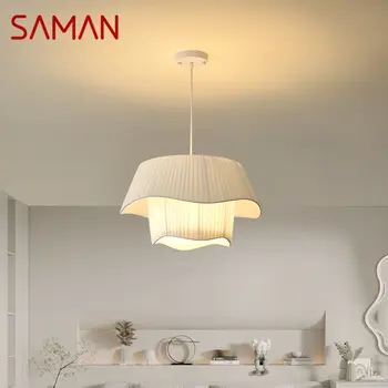 Подвесной светильник SAMAN Nordic LED Modern Creativity Pleats Белый Подвесной светильник для дома, столовой, спальни, романтического декора