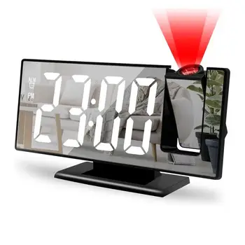 Проекция будильника на потолок Многофункциональные проекционные часы С 8-дюймовым светодиодным экраном, Бесшумный Проектор часов, интеллектуальный