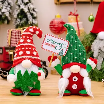 Рождественская Вязаная Плюшевая Безликая кукла Санта Клаус, мягкие Игрушки Санта Клауса с изогнутой шляпой, украшения для дома, декор для Рождественской вечеринки