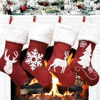 Рождественские носки, подарочный пакет, Чулки для Санта-Клауса, Чулки для камина, Рождественские чулки Санта-Клауса, Снеговика Лося, Рождественские чулки для детей