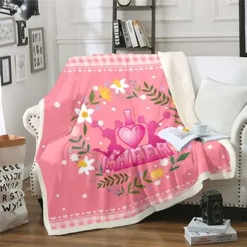 Розовое одеяло для девочек-болельщиц для детей, милое одеяло для гимнастки-танцовщицы, покрывало для кровати, многоцветное флисовое одеяло с цветочным рисунком, твин