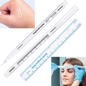 Ручка для бровей, карандаш для татуажа кожи + измерительная линейка, набор - Хирургическое качество, принадлежности для микроблейдинга для перманентного макияжа