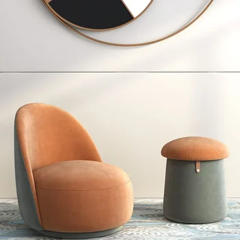 Скандинавский роскошный Кожаный одноместный диван-кресло для гостиной, Простое кресло для спальни, Табурет для макияжа, шезлонги для салона мебели для дома