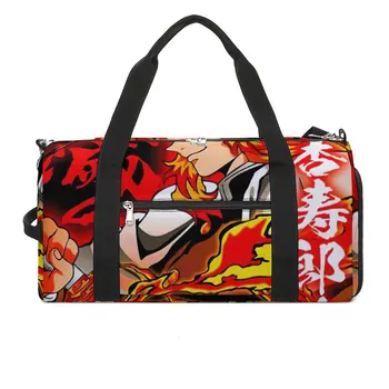 Спортивная сумка Demon Slayer Спортивная сумка с обувью Rengoku Kyojuro Аниме Мужская Женская сумка для активного отдыха Дорожная Тренировочная сумка для фитнеса