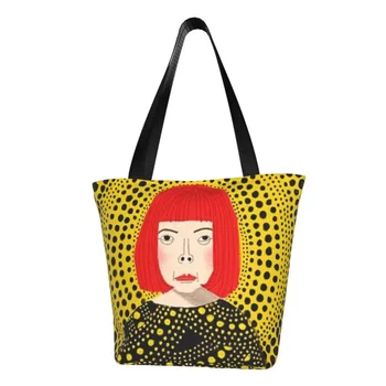 Сумки для покупок Yayoi Kusama Tote Многоразовые холщовые сумки для покупок через плечо с абстрактным искусством