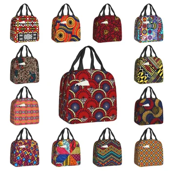Термоизолированные сумки для ланча с голландским восковым принтом в Анкаре, женские сумки для ланча с африканскими узорами, для кемпинга, для путешествий, коробка для еды