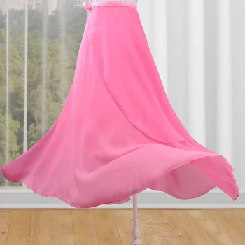 ТОНЕКИН, Длинная балетная юбка с запахом, женское лирическое шифоновое балетное платье, юбки для танцев, фольга для танцев для девочек