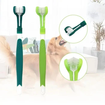 Трехгранные многоугловые зубные щетки для домашних животных, свежие зубы, решающие проблемы с неприятным запахом изо рта, Инструменты для чистки рта у собак, кошек, зоотовары