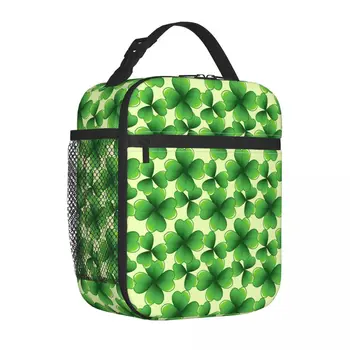 Фирменная Термоизолированная сумка для ланча на День Святого Патрика, Натуральный Зеленый Четырехлистный клевер, Пищевой контейнер, термоохладитель, Ланч-бокс