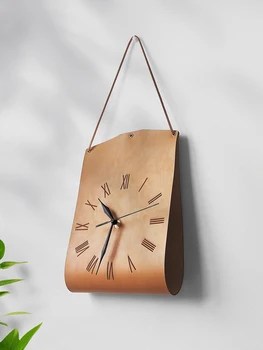 Форма сумки Креативные настенные часы Современное искусство Часы Настенные Винтажные Кожаные Индивидуальность Гостиная Спальня Бесшумные Декоративные
