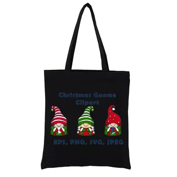 Холщовая сумка для покупок с тремя скандинавскими рождественскими гномами, сумки из эко-ткани, тоут, повседневные сумки, женские сумки, забавная мода для покупателей