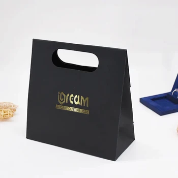 Черный Нежный Дисплей для печенья и конфет Подарочная Упаковка из Крафт-бумаги Упаковочный Пакет С ручкой для высечки