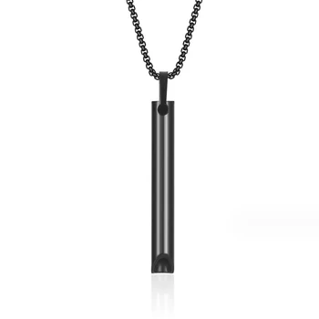 Черный цилиндр из нержавеющей стали, мужское женское ожерелье с подвеской, ювелирный подарок с длинным стержнем