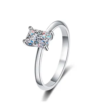 100% Стерлингового серебра 925 пробы, кольца с бриллиантами из муассанита и изумруда 1 карат, 14-каратное позолоченное свадебное кольцо на вечность, Изысканные ювелирные изделия